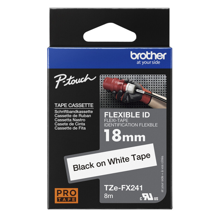 Brother TZE-FX241 ruban d'étiquette Noir sur blanc TZ