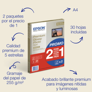 Epson Papier photo A4 brillant Premium 255 g/m2, 30 feuilles