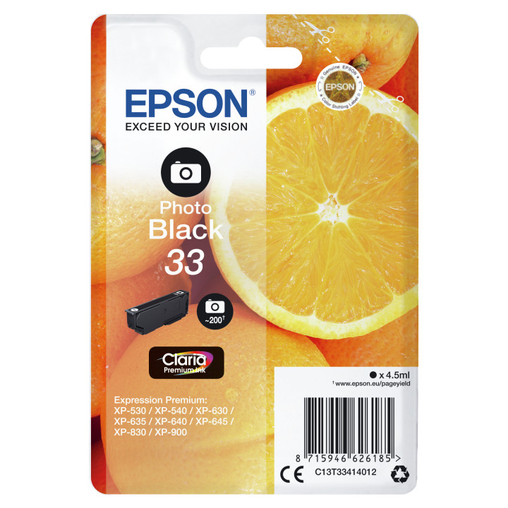Epson Oranges Encre noire photo simple Claria Premium 33