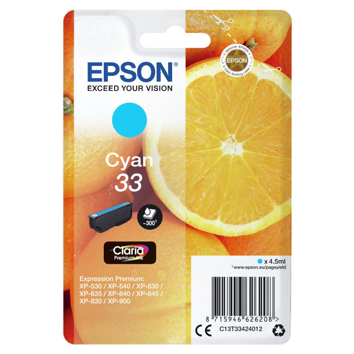 Epson Oranges Encre cyan Claria Premium 33