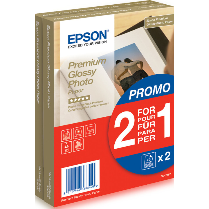 Epson Papier photo brillant Premium (100 x 150 mm), 255 g/m2, 80 feuilles