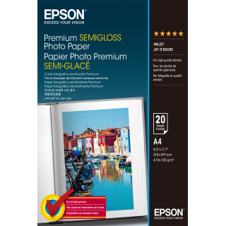 Epson Papier photo A4 Premium semi-brillant , 251 g/m2, 20 feuilles