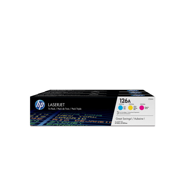 HP 126A pack de 3 toners LaserJet cyan/magenta/jaune authentiques