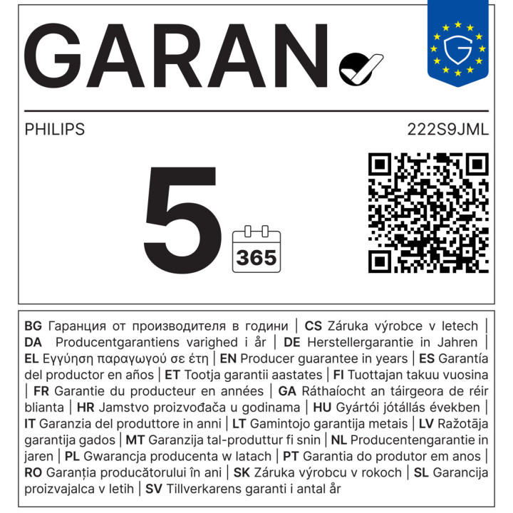 Philips 222S9JML/00 écran plat de PC 54,6 cm (21.5") 1920 x 1080 pixels Full HD LCD Noir