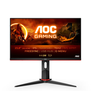 AOC G2 24G2U5/BK écran plat de PC 60,5 cm (23.8") 1920 x 1080 pixels Full HD LED Noir, Rouge