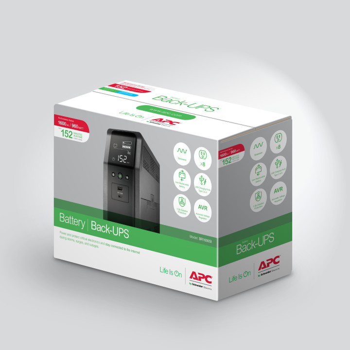 APC BR1600SI alimentation d'énergie non interruptible Interactivité de ligne 1,6 kVA 960 W 8 sortie(s) CA