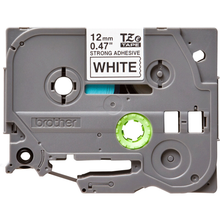 Brother Cassette à ruban pour étiqueteuse TZe-S231 originale – Noir sur blanc, adhésif puissant, 12 mm de large