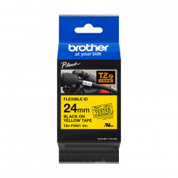 Brother TZe-FX651 - Ruban flexible pour étiqueteuse original – Noir sur jaune, 24 mm de large