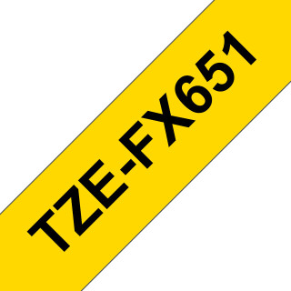 Brother TZe-FX651 - Ruban flexible pour étiqueteuse original – Noir sur jaune, 24 mm de large