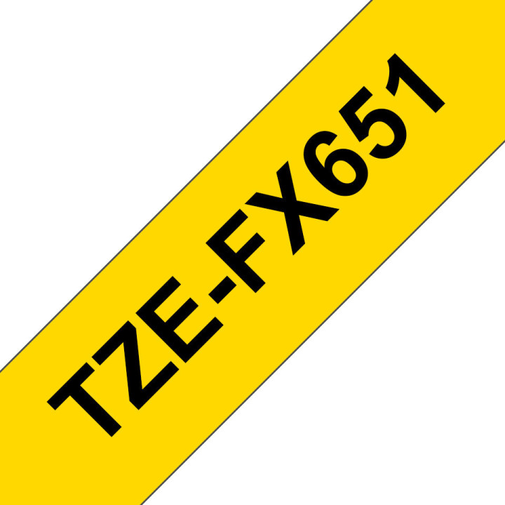 Brother TZe-FX651 - Ruban flexible pour étiqueteuse original – Noir sur jaune, 24 mm de large