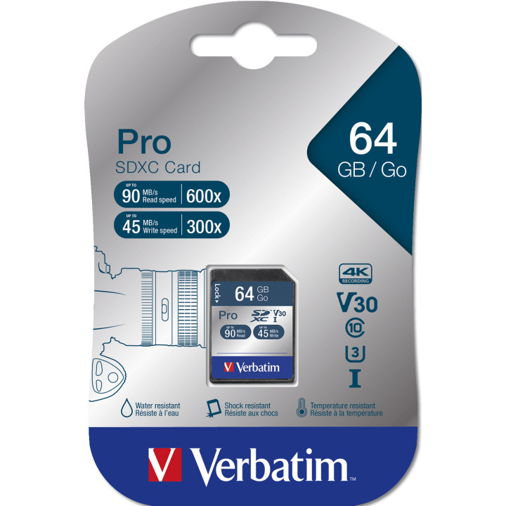 Verbatim Pro 64 Go SDXC UHS Classe 10