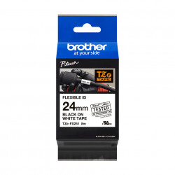 Brother TZe-FX251 - Cassette à ruban pour étiqueteuse originale – Noir sur blanc, 24 mm de large