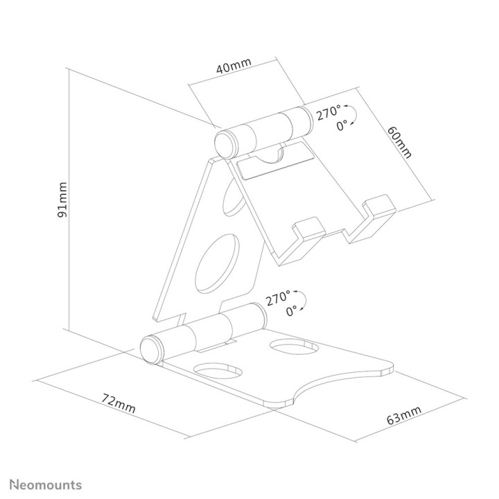 Neomounts DS10-150SL1 Support pour téléphone jusqu'à 4.7" - pliable - universel