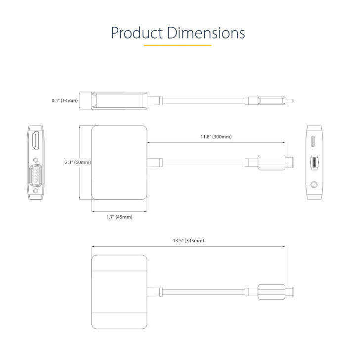 StarTech.com Adaptateur USB C vers HDMI VGA avec Sortie Audio 3,5 - Adaptateur Multiport USB C - Adaptateur USB Type-C, 4K 60Hz