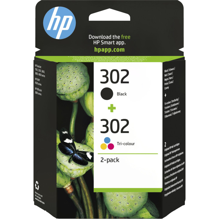 HP Pack de 2 cartouches d'encre noire/3 couleurs authentiques 302