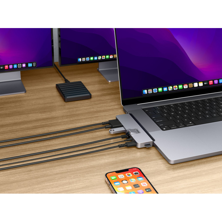 HYPER HD575-GRY-GL station d'accueil USB 3.2 Gen 1 (3.1 Gen 1) Type-C Gris