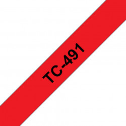 Brother TC-491 ruban d'étiquette Noir sur rouge