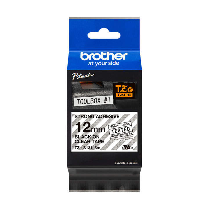 Brother TZe-S131 - Cassette à ruban pour étiqueteuse originale – Noir sur transparent, 12 mm de large