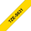 Brother TZe-S631 - Cassette à ruban pour étiqueteuse originale – Noir sur jaune, 12 mm de large