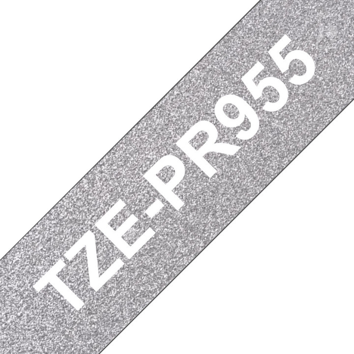 Brother TZe-PR955 - Cassette originale à ruban adhésif - blanc sur argent premium - pour étiqueteuse - 24 mm de large