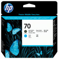 HP 70 tête d'impression noir mat et cyan