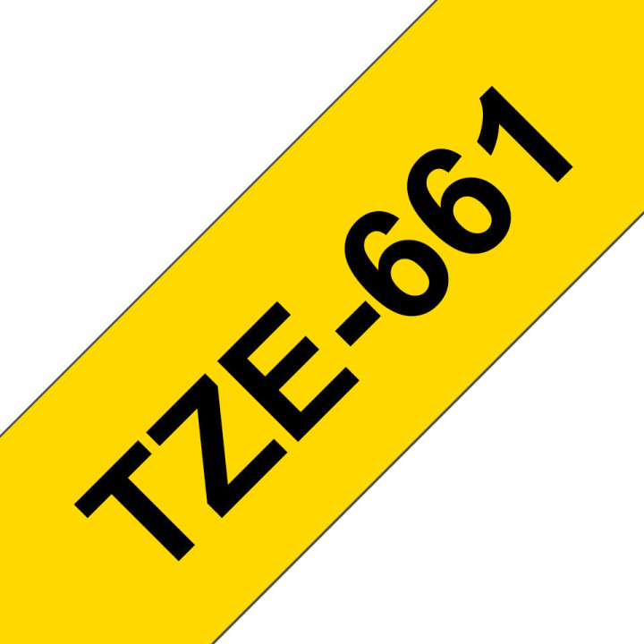 Brother TZe-661 - Cassette à ruban pour étiqueteuse originale – Noir sur jaune, 36 mm de large