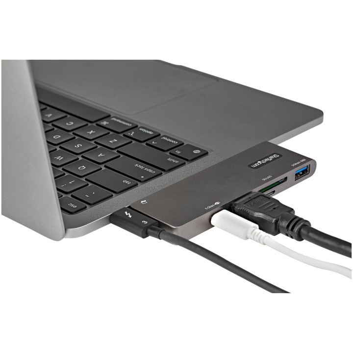StarTech.com Adaptateur Multiport USB-C pour MacBook Pro/Air - USB Type-C vers HDMI 4K, Alimentation 100W, Slot SD/MicroSD, Hub