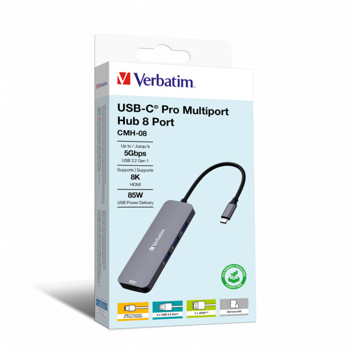 Verbatim CMH-08 USB Type-C 5000 Mbit/s Argent