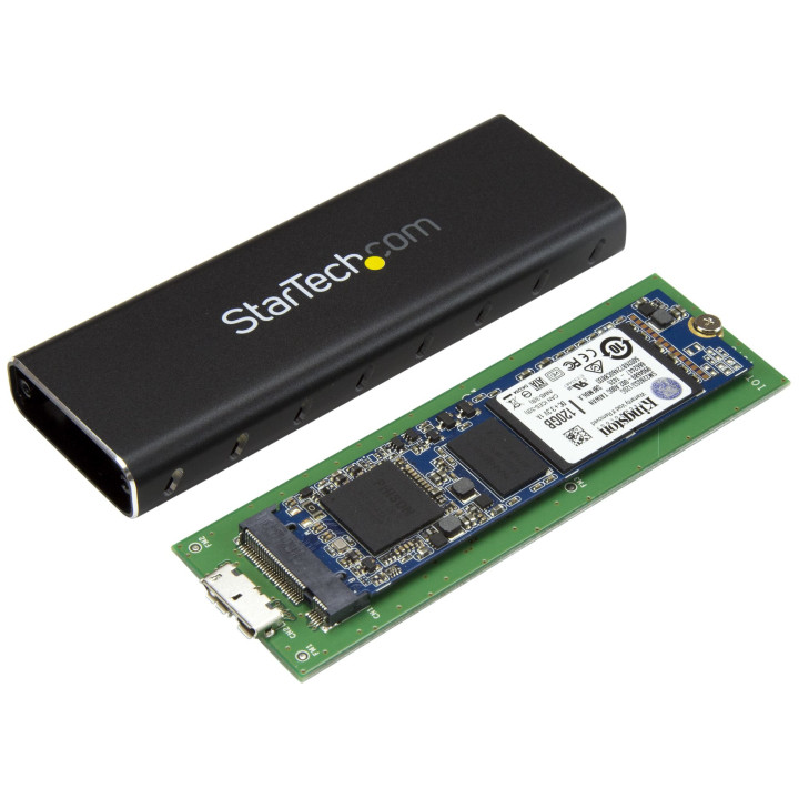 StarTech.com Boîtier Aluminium M.2 SSD vers USB 3.0 (5Gbps) avec UASP - Noir - M.2 NGFF SATA avec Clé B & Clé B+M - Boîtier