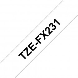 Brother TZe-FX231 - Cassette à ruban pour étiqueteuse originale – Noir sur blanc, 12 mm de large