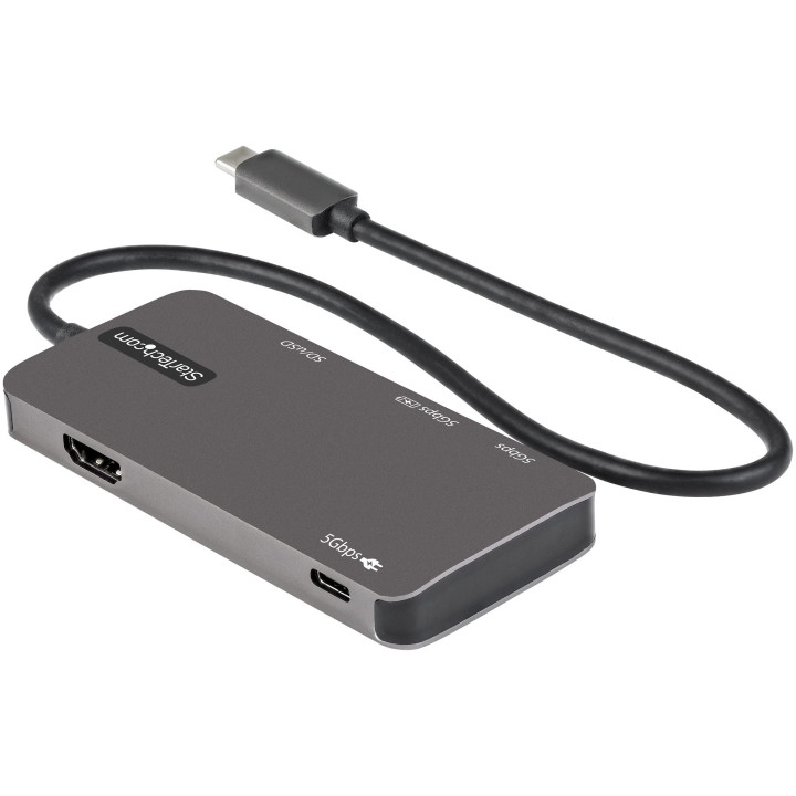 StarTech.com Adaptateur Multiport USB-C - USB Type C vers HDMI 4K, Alimentation 100W Passthrough, SD/MicroSD, Hub USB 3 Ports U