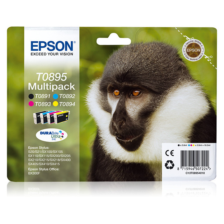 Epson Monkey Encre DURABrite Ultra multipack 4 couleurs Singe T0895