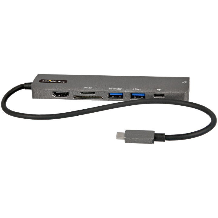 StarTech.com Adaptateur Multiport USB-C - USB Type C vers HDMI 2.0 4K 60Hz, Alimentation 100W Passthrough, SD/MicroSD, Hub 2 Po