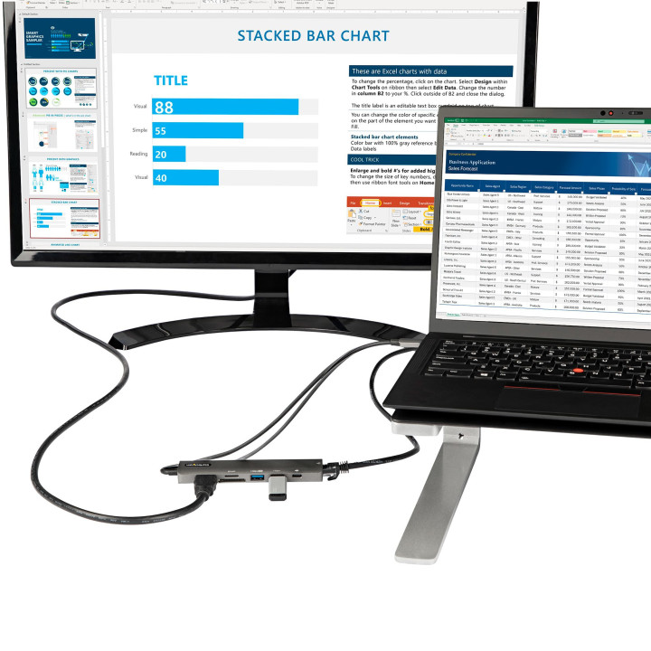 StarTech.com Adaptateur Multiport USB-C - USB Type C vers HDMI 2.0 4K 60Hz, Alimentation 100W Passthrough, SD/MicroSD, Hub 2 Po