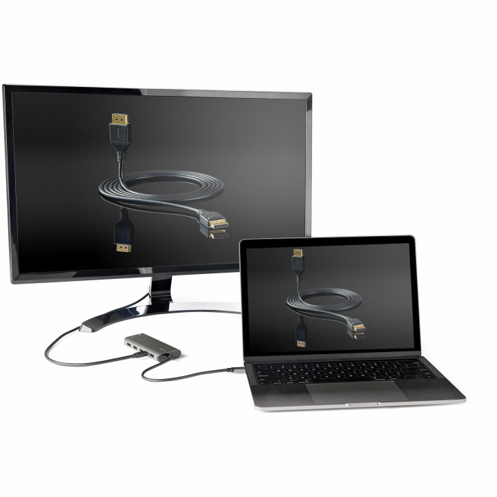 StarTech.com Adaptateur Multiports USB-C - USB-C vers HDMI ou Mini DisplayPort 4K 60Hz - Alimentation 100W Passthrough - Hub US