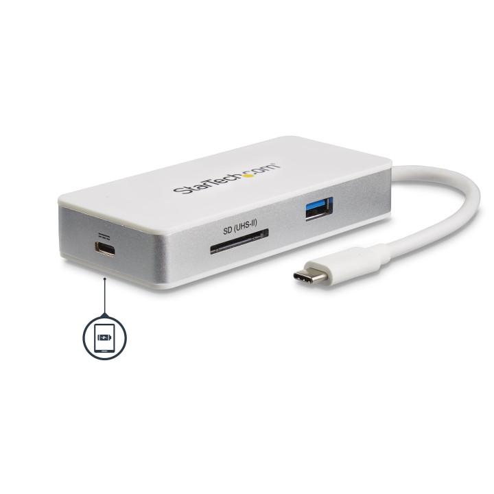 StarTech.com Adaptateur multiport USB-C avec lecteur de carte SD (UHS-II), Power Delivery 100 W et ports HDMI 4K, GbE et USB 3.