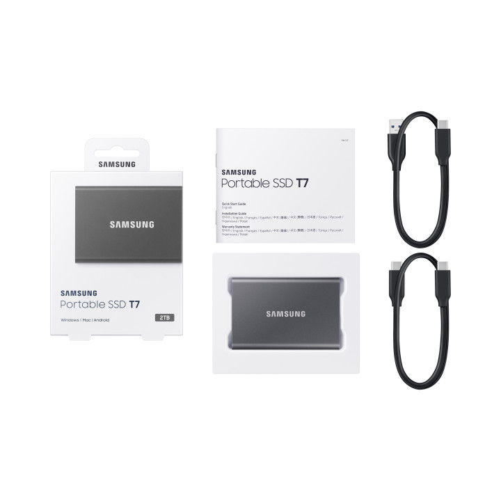 Samsung Portable SSD T7 2 To USB Type-C 3.2 Gen 2 (3.1 Gen 2) Gris