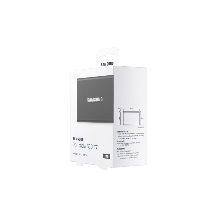 Samsung Portable SSD T7 2 To USB Type-C 3.2 Gen 2 (3.1 Gen 2) Gris