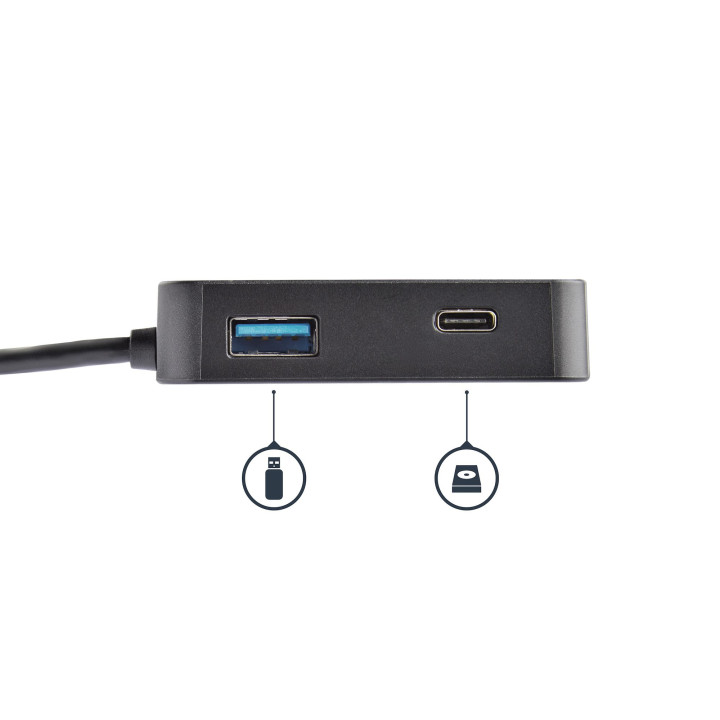 StarTech.com Adaptateur Multiport USB C - Mini Station d'Accueil USB-C Vidéo HDMI 4K - Gigabit Ethernet, Hub USB 3.0 (1x USB-A