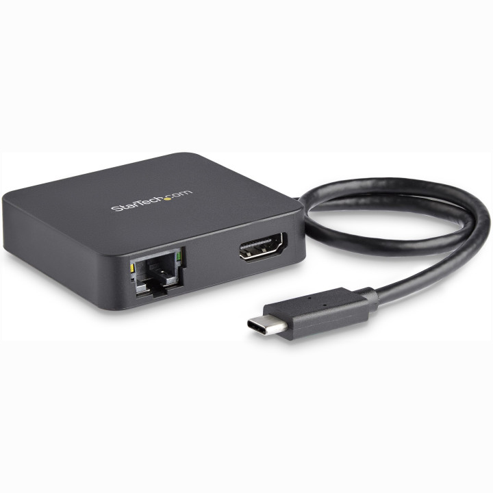 StarTech.com Adaptateur Multiport USB C - Mini Station d'Accueil USB-C Vidéo HDMI 4K - Gigabit Ethernet, Hub USB 3.0 (1x USB-A