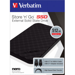 Verbatim Disque SSD portable Store 'n' Go USB 3.2 Gén 1 512 Go