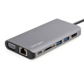 StarTech.com Adaptateur Multiport USB-C - Mini Dock USB-C avec 4K HDMI ou 1080p VGA - Hub 3x USB 3.0, SD, GbE, Audio, 100W PD P
