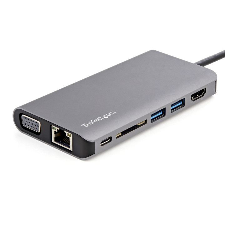 StarTech.com Adaptateur Multiport USB-C - Mini Dock USB-C avec 4K HDMI ou 1080p VGA - Hub 3x USB 3.0, SD, GbE, Audio, 100W PD P