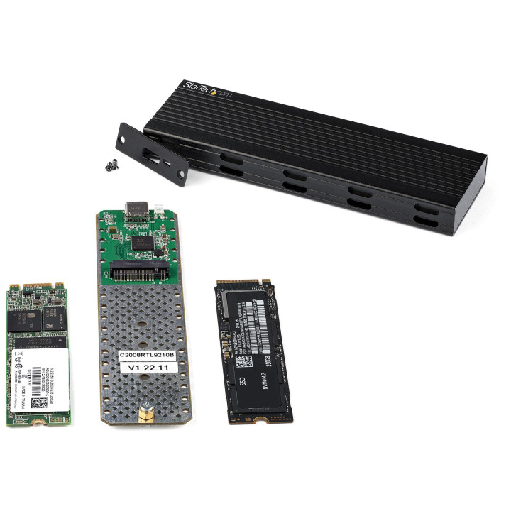 StarTech.com Boitier USB-C 10Gbps vers M.2 NVMe ou M.2 SATA SSD - Boitier Aluminium Externe Portable M.2 PCIe/SATA NGFF SSD - C