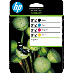 HP 912 Pack de 4 cartouches d'encre Noir/Cyan/Magenta/Jaune authentiques