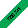 Brother TZe-741 - Cassette à ruban pour étiqueteuse originale – Noir sur vert, 18 mm de large