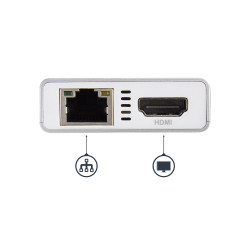 StarTech.com Adaptateur Multiport USB-C - Mini Station d'Accueil USB-C avec 4K HDMI - 60W PD Pass-Through, GbE, 2pt USB-A 3.0 H