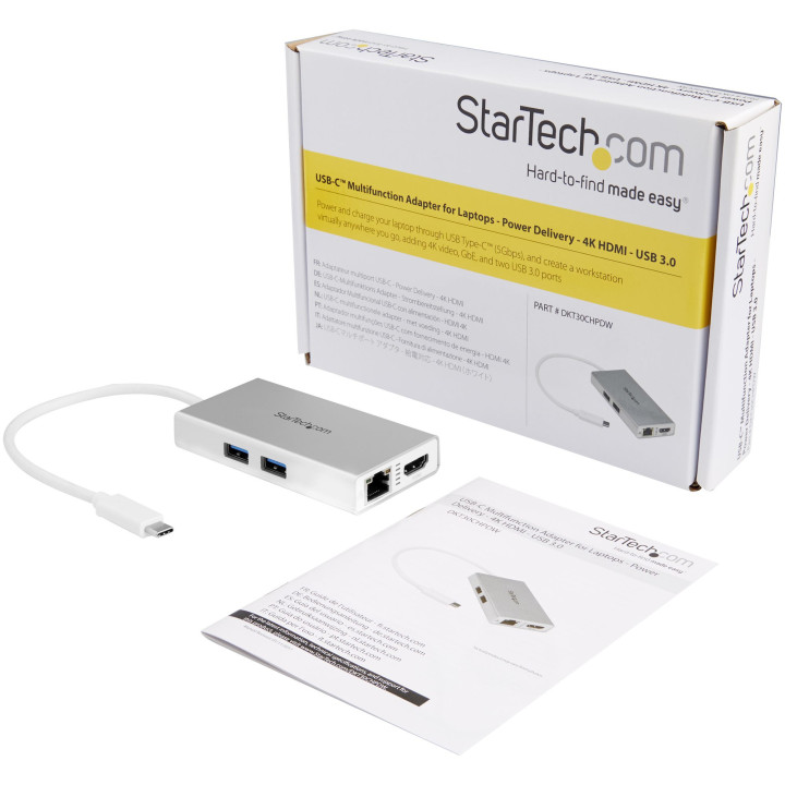 StarTech.com Adaptateur Multiport USB-C - Mini Station d'Accueil USB-C avec 4K HDMI - 60W PD Pass-Through, GbE, 2pt USB-A 3.0 H