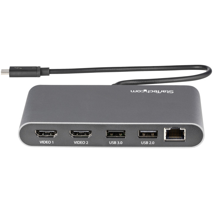 StarTech.com Mini Dock Thunderbolt 3 - Station d'Accueil Portable pour Deux Écrans avec HDMI 4K 60Hz, 2 x Hub USB-A (3.0/2.0),