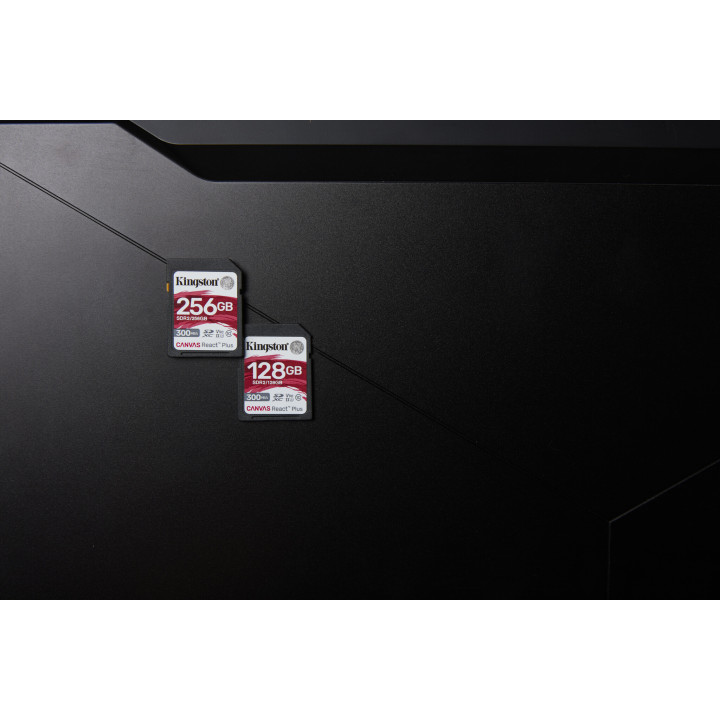 Kingston Technology 256GB Canvas React Plus SDXC UHS-II 300R/260W U3 V90 for Full HD/4K/8K